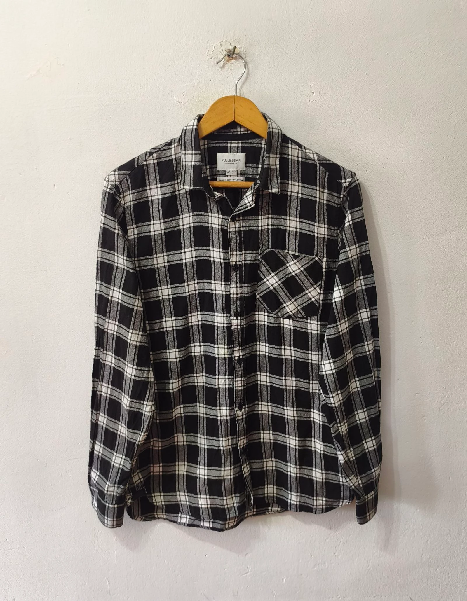 Camisa de cuadros negro y blanco Pull&Bear hombre Talla M
